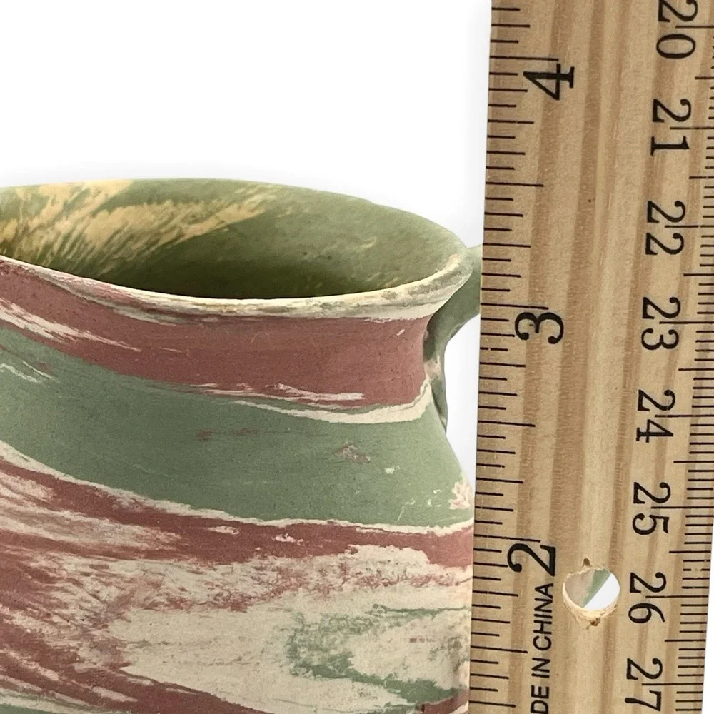 Vintage Silver Springs Mission Pottery Creamer Pitcher Swirl‎ Pink Green